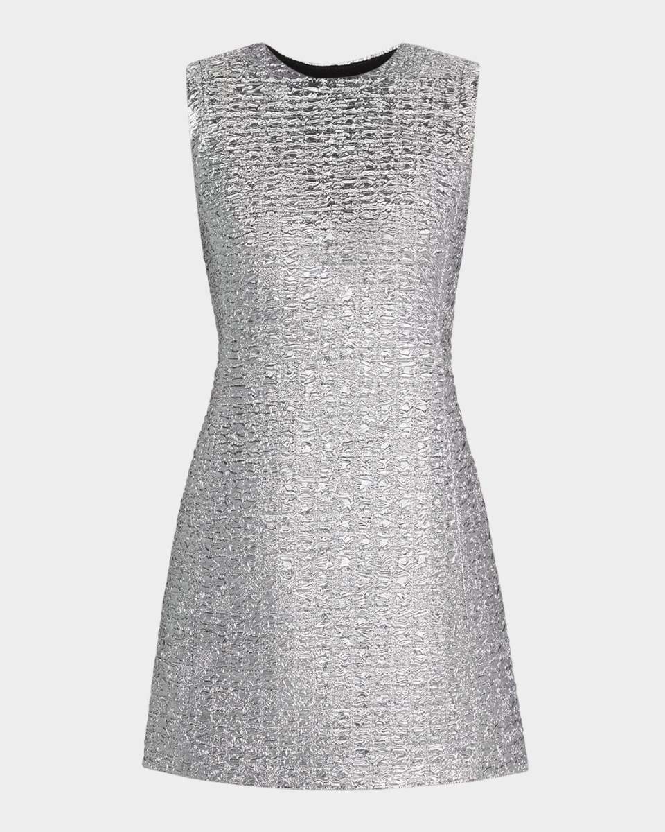 Emmy Metallic Seersucker Sleeveless Mini Dress